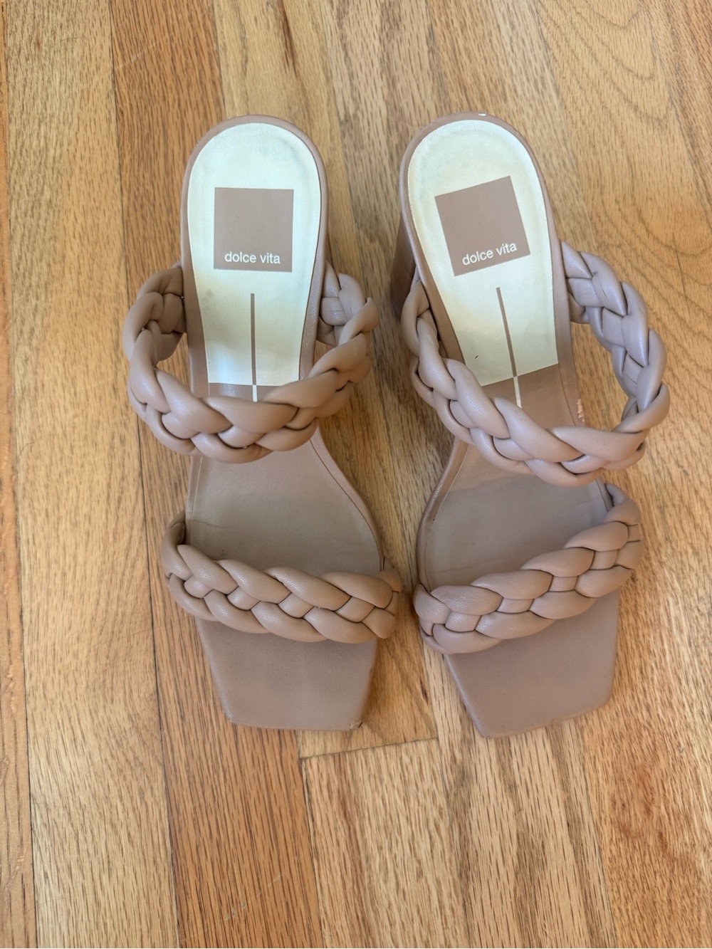 Dolce Vita Braided Double-Strap Slide Sandals in Taupe